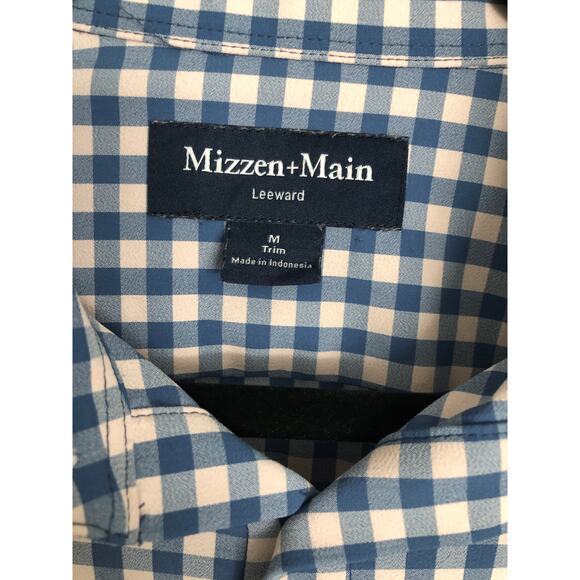 Mizzen+Main Men's  Medium Trim Leeward Gingham Button-Up Shirt - Picture 2 of 7